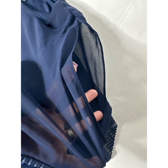 SLNY Womens size 12 Cold Shoulder Sheer Poncho Dress Blue - Picture 6 of 7